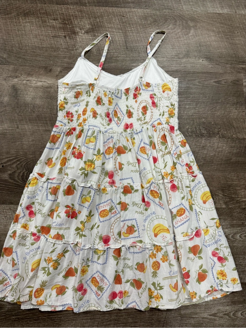 Pink Rose Fruit Print Mini Summer Dress Size Small - Picture 8 of 8